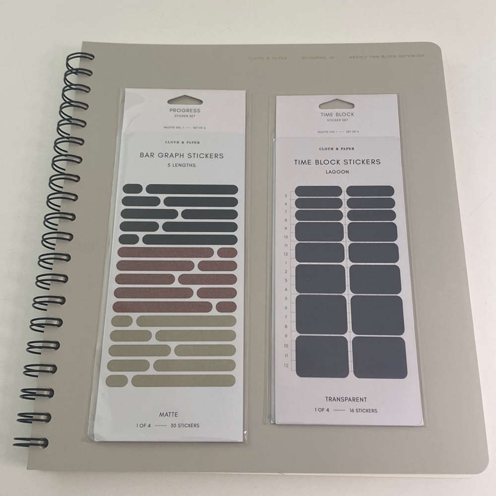 Cloth & Paper Time Block Notebook and Stickers